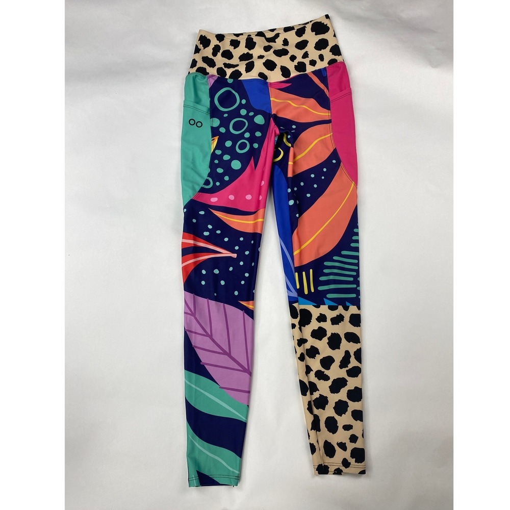 Loony Legs London Leggings Women's Size M "Animal Leaves" Print